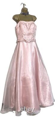 CRYSTAL BREEZE Taille 10 BNWT Robe de bal formelle en rose ornée de perles et de diamants NEUVE