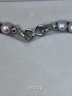 Collier de perles d'eau douce en lavande rose naturel de 8 mm 44 cm, vraies perles baroques