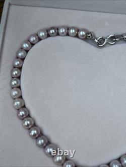 Collier de perles d'eau douce en lavande rose naturel de 8 mm 44 cm, vraies perles baroques