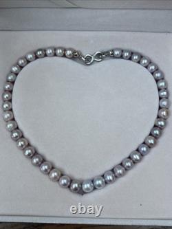 Collier de perles d'eau douce en lavande rose naturel de 8 mm 44 cm, vraies perles baroques