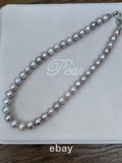 Collier de perles d'eau douce en lavande rose naturel de 8 mm 44 cm, vraies perles baroques