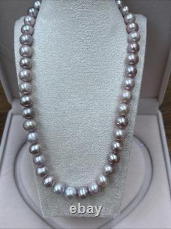 Collier de perles d'eau douce en lavande rose naturel de 8 mm 44 cm, vraies perles baroques
