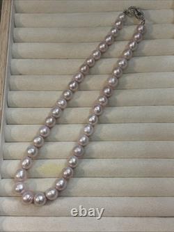 Collier de perles d'eau douce roses 11 mm perles rondes 44 cm bijoux élégants déclaratifs