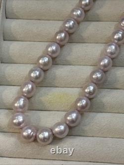 Collier de perles d'eau douce roses 11 mm perles rondes 44 cm bijoux élégants déclaratifs