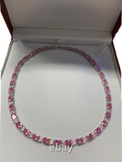 Collier en or blanc avec finition en tourmaline rose et diamants créés, expédition gratuite