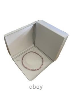 Collier en or blanc avec finition en tourmaline rose et diamants créés, expédition gratuite