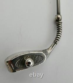 Épinglette de chapeau en argent ancien avec club de golf et balle, poinçonnée édouardienne