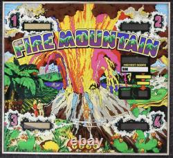 Fire Mountain Pinball Machine Arrière Verre Original Des Années 1980