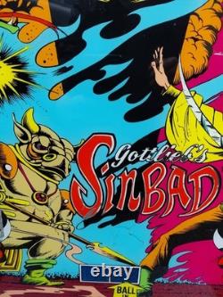 Flipper Sinbad Gottlieb, plateau de flipper 66 cm x 66 cm, bien conservé