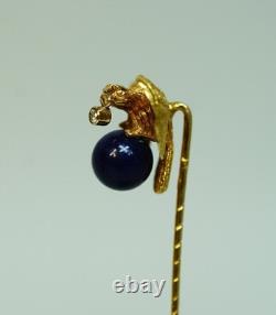 Globe Terrestre Aigle Impérial 1880 Broche en Or 18K/72 Lapis Lazuli Diamant