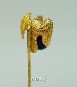 Globe Terrestre Aigle Impérial 1880 Broche en Or 18K/72 Lapis Lazuli Diamant