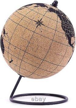 Globe terrestre éducatif Exerz Cork avec carte des voyageurs et 12 épingles à pousser de 14 cm de diamètre