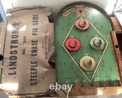 JEU DE PINBALL STEEPLECHASE 305 DE LINDSTROM'S TOOL & TOY CO ORIGINAL DES ANNÉES 1930 VINTAGE