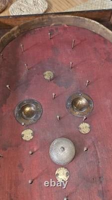 Jeu de Bagatelle Redgrave Antique des années 1890, 1 étoile, 3 cloches, premier flipper, 27 X 11