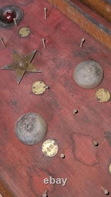 Jeu de Bagatelle Redgrave Antique des années 1890, 1 étoile, 3 cloches, premier flipper, 27 X 11