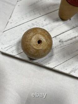 Jeu de Quilles de Table Antique, Six Quilles en Bois et 1 Balle / Boîte