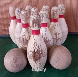 Jeu de Quilles et Boules en Bois Vintage / Carnaval / Cirque / Fête