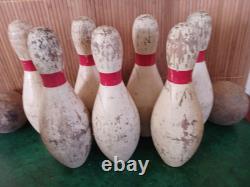 Jeu de Quilles et Boules en Bois Vintage / Carnaval / Cirque / Fête