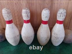 Jeu de Quilles et Boules en Bois Vintage / Carnaval / Cirque / Fête