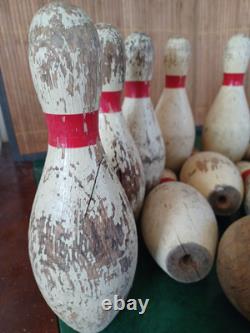 Jeu de Quilles et Boules en Bois Vintage / Carnaval / Cirque / Fête