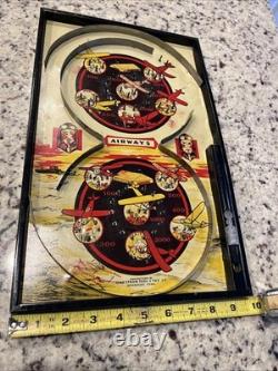 Jeu de flipper Vintage 1934 Airways avec enseigne d'avion Bingo Lindstrom Tool & Toy Co