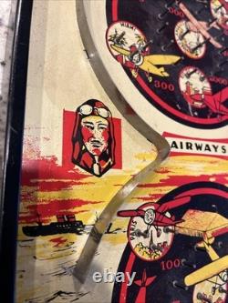 Jeu de flipper Vintage 1934 Airways avec enseigne d'avion Bingo Lindstrom Tool & Toy Co