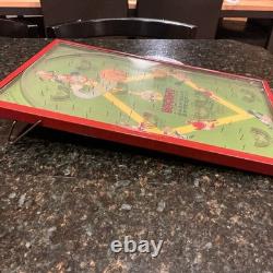 Jeu de flipper Vtg Skor-It Baseball Bagatelle des années 1920 - Jouet antique Northwestern - FONCTIONNE
