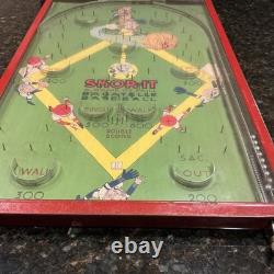 Jeu de flipper Vtg Skor-It Baseball Bagatelle des années 1920 - Jouet antique Northwestern - FONCTIONNE