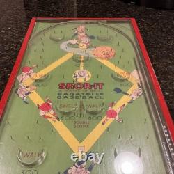 Jeu de flipper Vtg Skor-It Baseball Bagatelle des années 1920 - Jouet antique Northwestern - FONCTIONNE