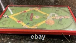 Jeu de flipper Vtg Skor-It Baseball Bagatelle des années 1920 - Jouet antique Northwestern - FONCTIONNE
