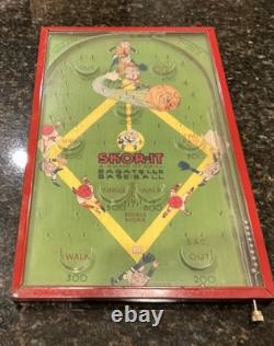 Jeu de flipper Vtg Skor-It Baseball Bagatelle des années 1920 - Jouet antique Northwestern - FONCTIONNE