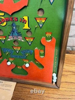 Jeu de flipper de table Poosh-M-Up Victory bombardier vintage des années 1940, Seconde Guerre mondiale, avec boîte d’origine