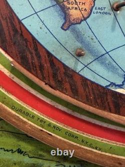 Jeu de flipper de table en métal Vintage 'Round the World, jouet durable et nouveauté NYC