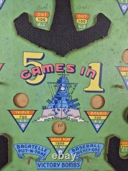 Jeu de flipper militaire Vintage POOSH-M-UP Victory Bomber NORTHWESTERN Toys 5 en 1