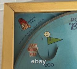 Jeu de flipper mural vintage Poosh-M-Up Big 5 Baseball avec cadre en bois