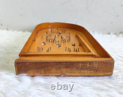 Jeu de société Bagatelle antique Machine à billes en bois Jouet 16 billes en plomb WN355