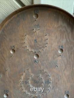 Jeux de marbre de table primitif antique en bois style Pinball Plinko amusant VG