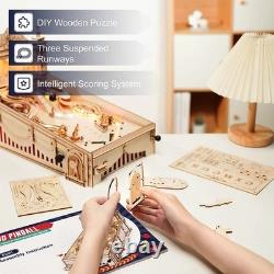 Kit de maquette de flipper en bois 3D à monter soi-même, jeu d’arcade mécanique lumineux, cadeau jouet