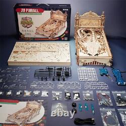 Kits de construction de la série Parc d'attractions Rokr - Machine à flipper en bois en puzzle pour cadeaux