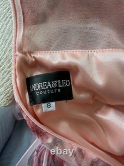 Longue robe de soirée en tulle rose avec jupe ample et fente sur le devant, convient à une taille britannique 6