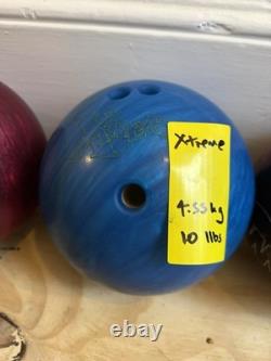 Lot de 5 Boules de Bowling + Sac à Roulettes Mélange de Poids 6-13lb Collection Uniquement