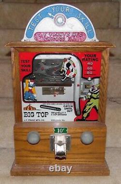 Machine D'arcade Old J. F. Frantz Kicker And Catcher Big Top Pinball 1960