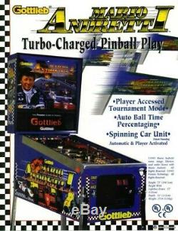 Mario Andretti Pinball Machine 1995 Gottlieb État De Fonctionnement Entièrement