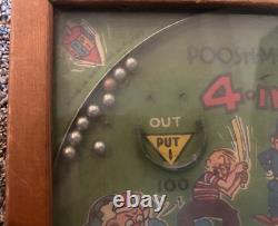 Pinball Vintage Poosh-M-Up Jr. 4 en 1 Baseball années 30-40 avec balle en cuivre rare