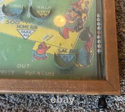 Pinball Vintage Poosh-M-Up Jr. 4 en 1 Baseball années 30-40 avec balle en cuivre rare