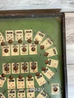 RARE Jeu de Bagatelle Antique de Poker en Bois Lindstrom des Années 1930