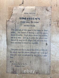RARE Jeu de Bagatelle Antique de Poker en Bois Lindstrom des Années 1930