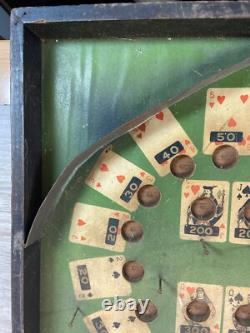 RARE Jeu de Bagatelle Antique de Poker en Bois Lindstrom des Années 1930