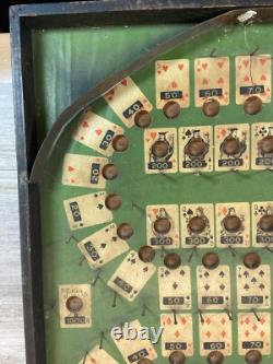 RARE Jeu de Bagatelle Antique en Bois de Poker de Table Lindstrom des Années 1930