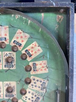 RARE Jeu de Bagatelle Antique en Bois de Poker de Table Lindstrom des Années 1930